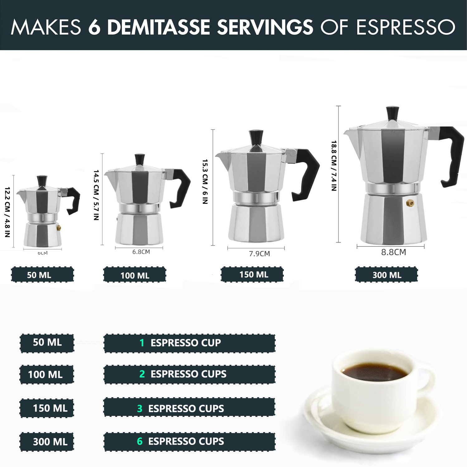Classic Aluminum Moka Pot 50-3 - Coffee Equipment Tools 评论和价格