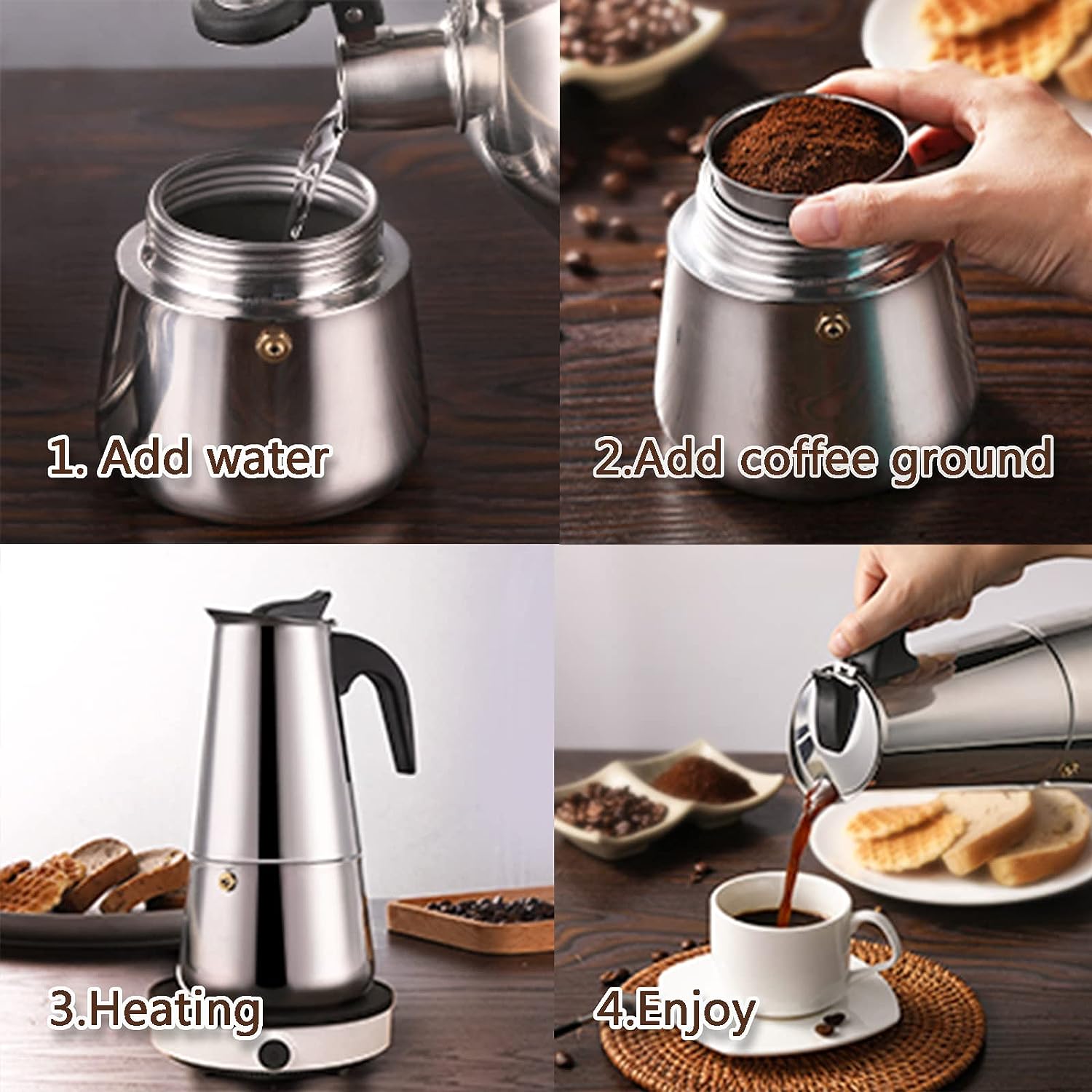 4/6/9 Cups Moka Pot Caffe Mach - Coffee Equipment Tools 评论和价格